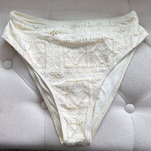Frankie's Bikinis Cream Lace Detail Bottom